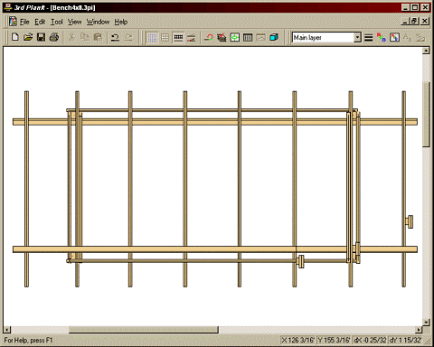 Plan view of 4x8 bench